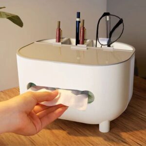 Multifunctional Tissue Box with Remote & Desktop Organizer