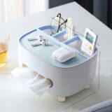 Multifunctional Tissue Box with Remote & Desktop Organizer2