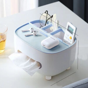 Multifunctional Tissue Box with Remote & Desktop Organizer2